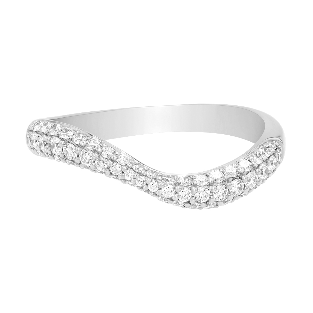 Diamond Pavé Wave Ring in White Gold