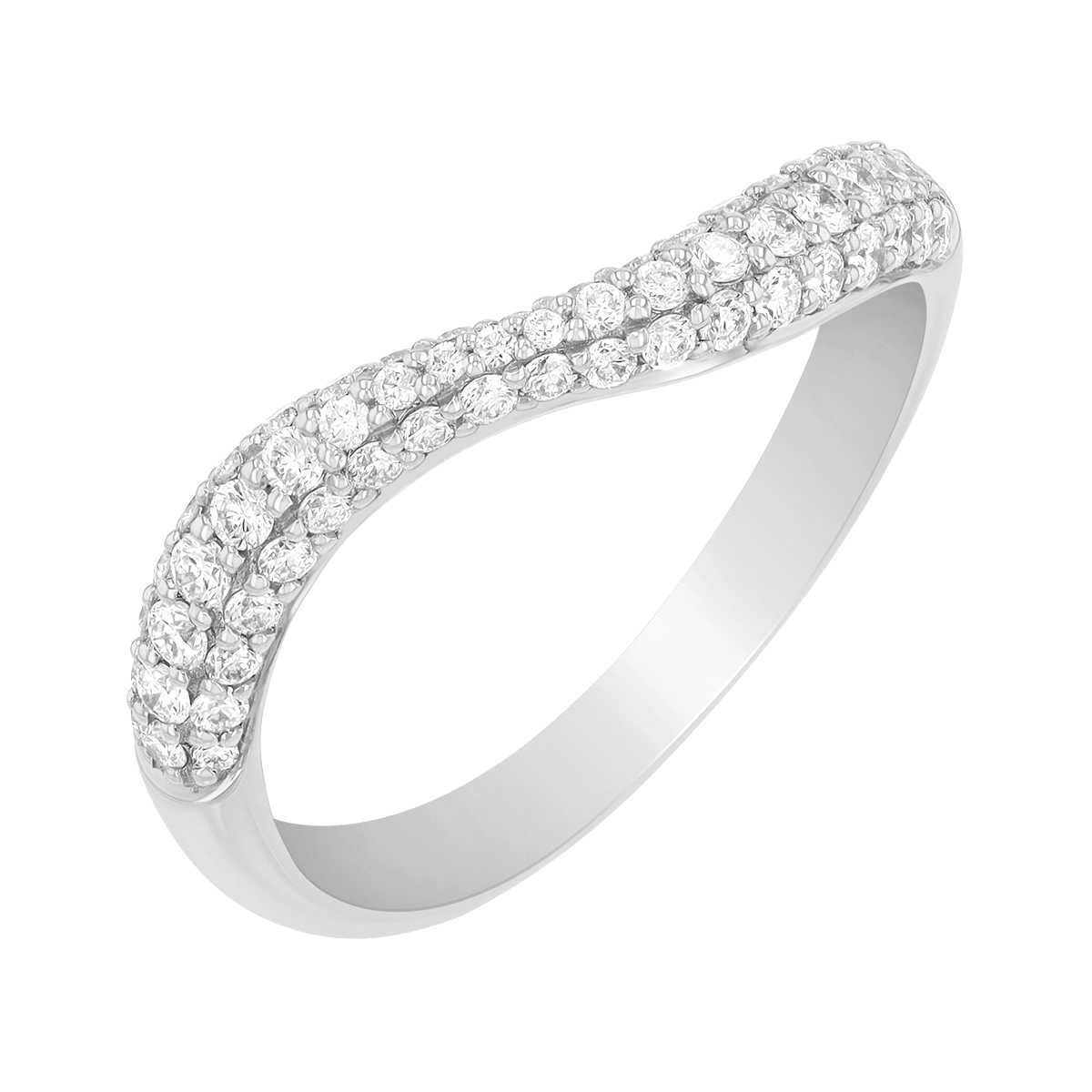 Diamond Pavé Wave Ring in White Gold