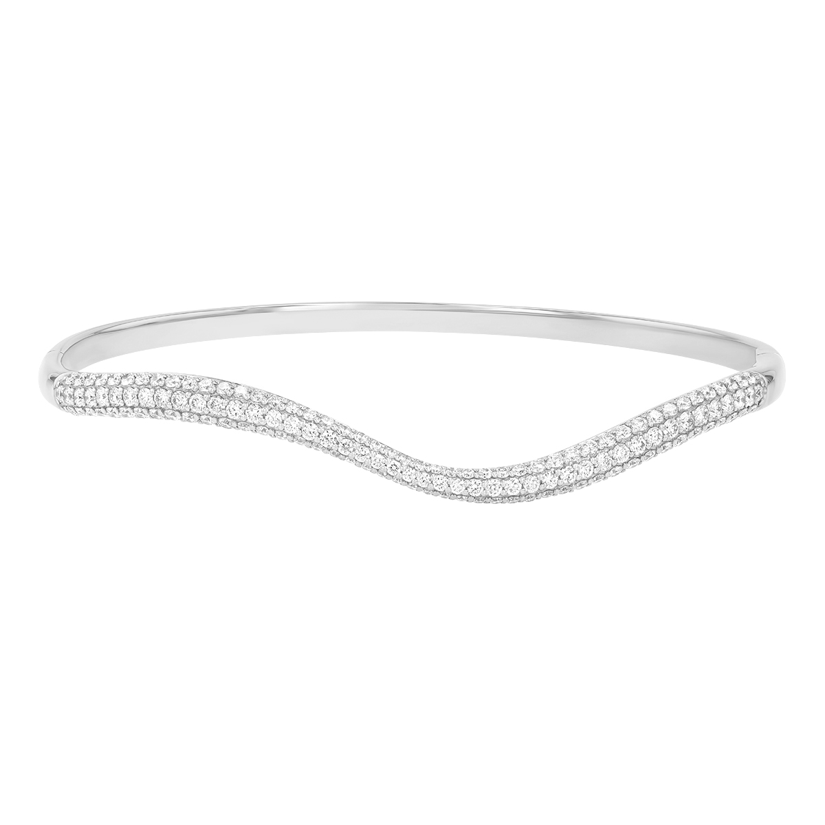Diamond Pavé Wave Bangle Bracelet in White Gold