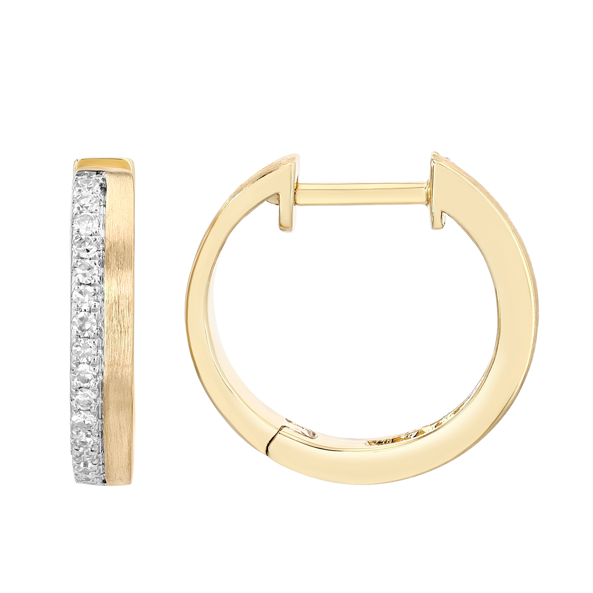 Diamond & Yellow Gold Double Row Huggie Hoop Earrings