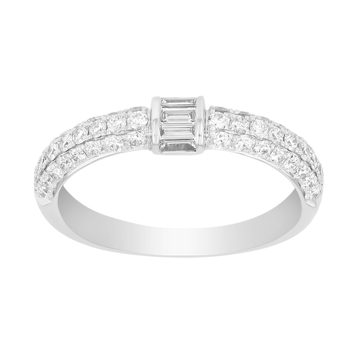 Mixed Shape Diamond Pavé Ring in White Gold