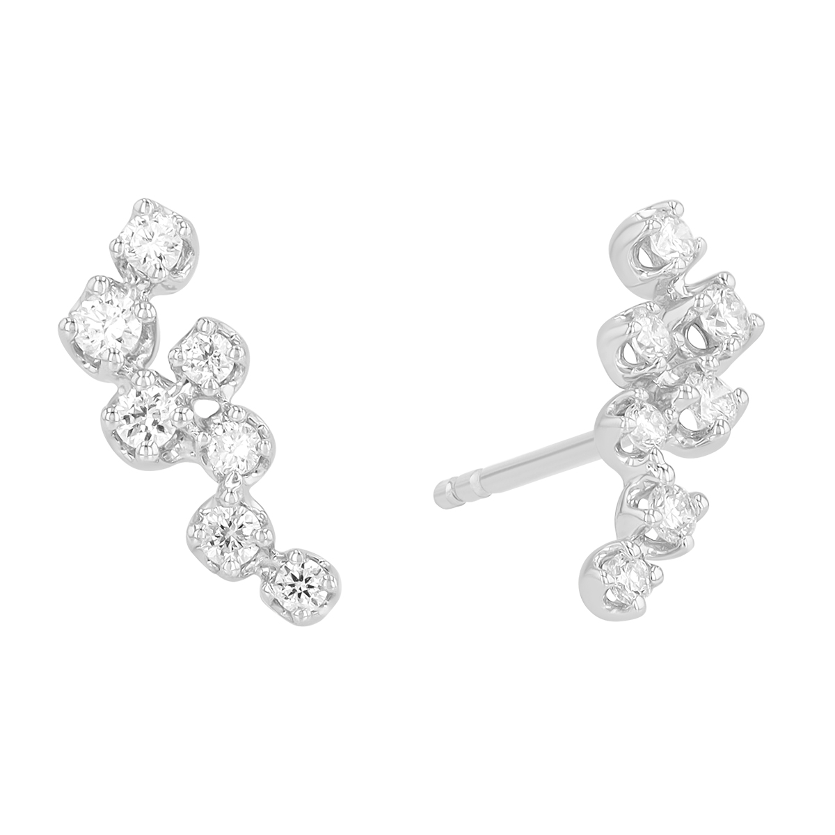 Diamond Cluster Confetti Stud Earrings in White Gold