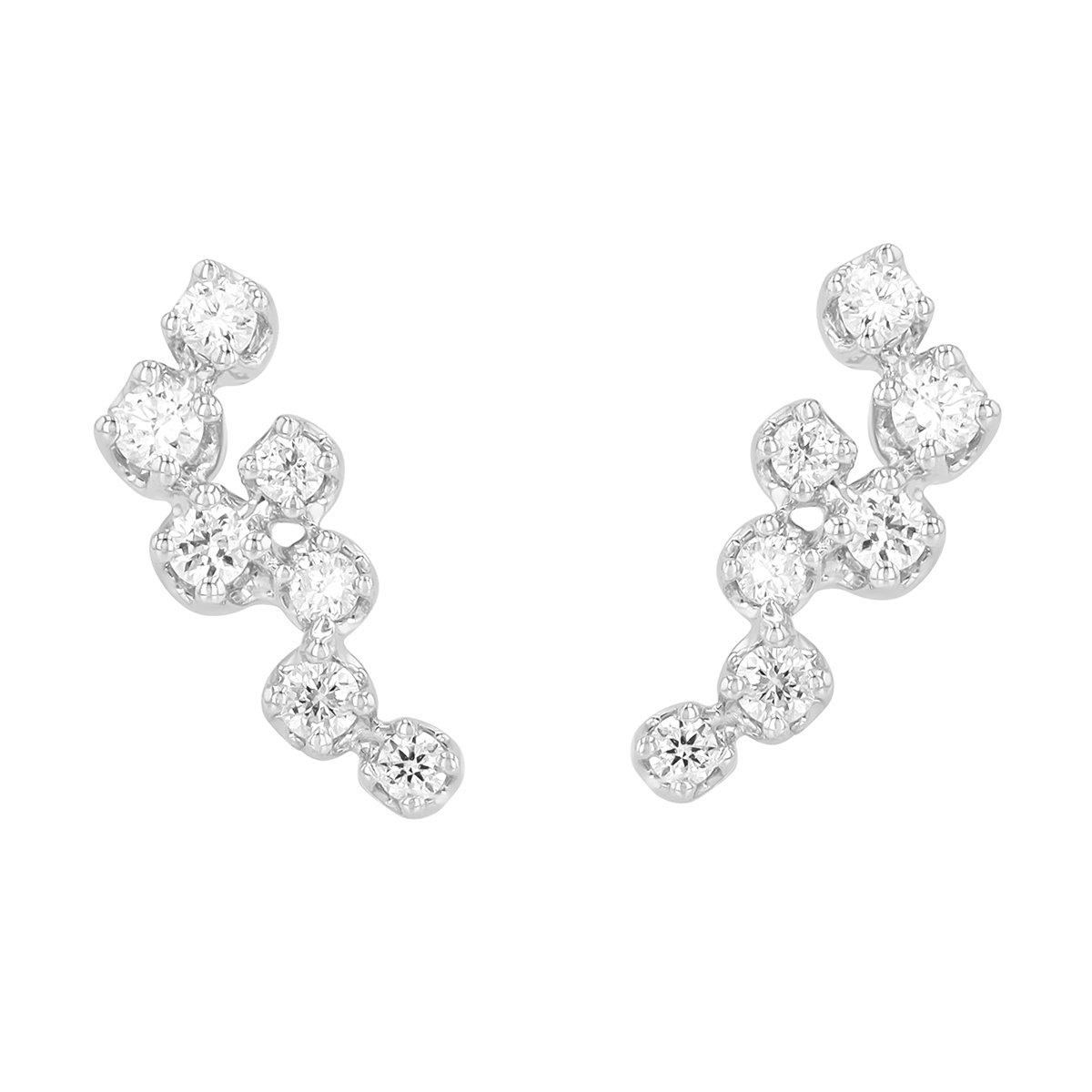 Diamond Cluster Confetti Stud Earrings in White Gold