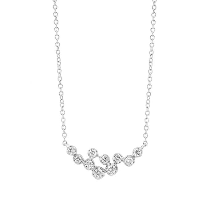 Diamond Cluster Confetti Necklace in White Gold, 18"
