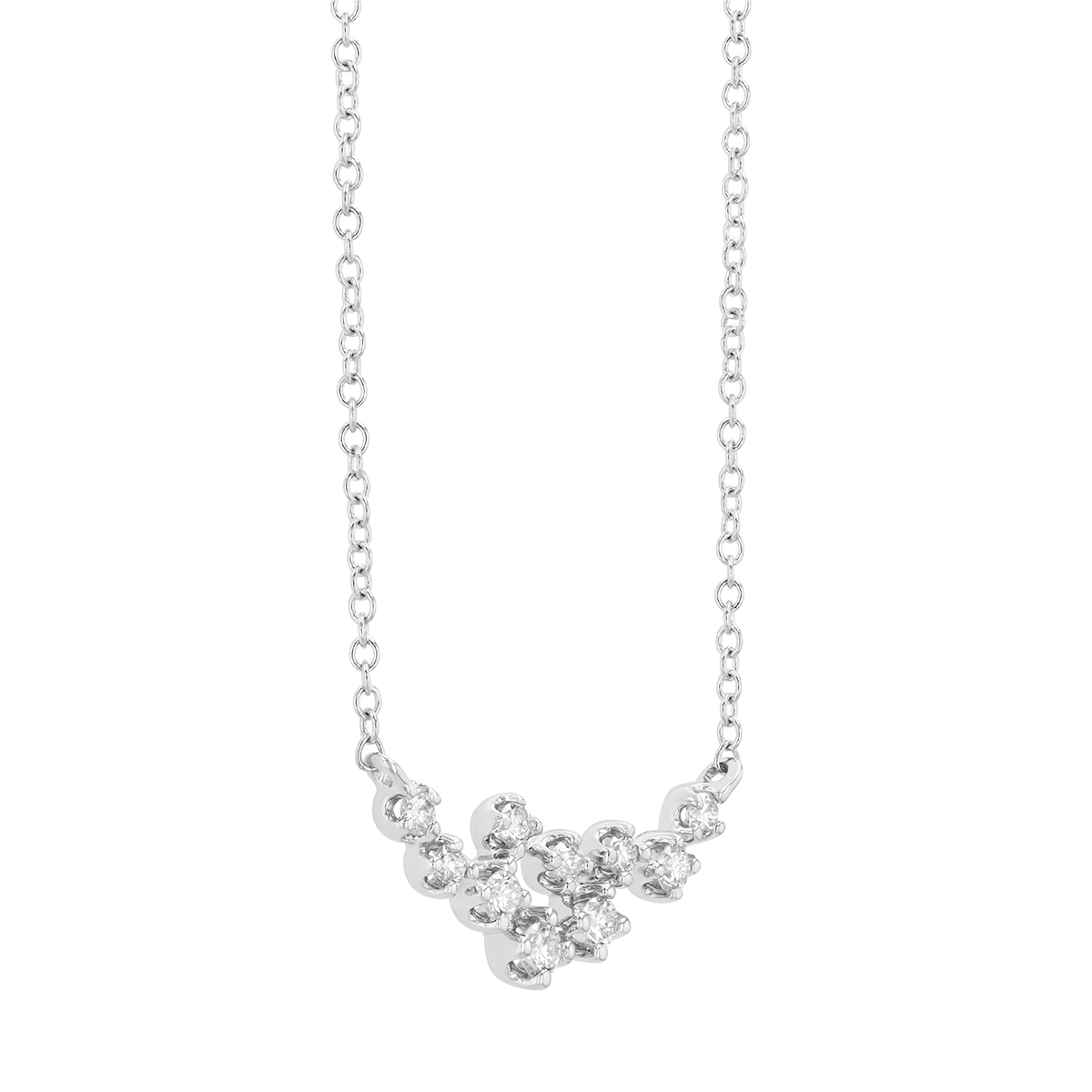 Diamond Cluster Confetti Necklace in White Gold, 18