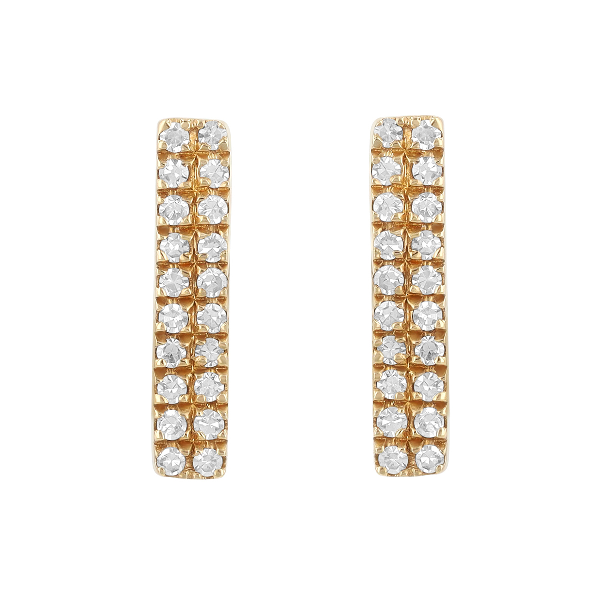 Dainty Diamond Double Bar Stud Earrings in Yellow Gold