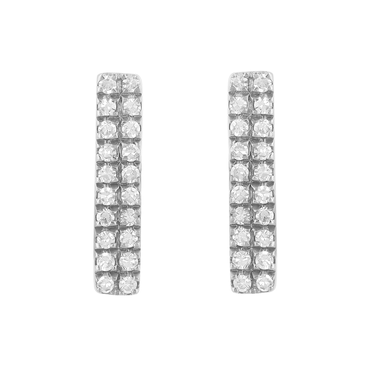 Dainty Diamond Double Bar Stud Earrings in White Gold