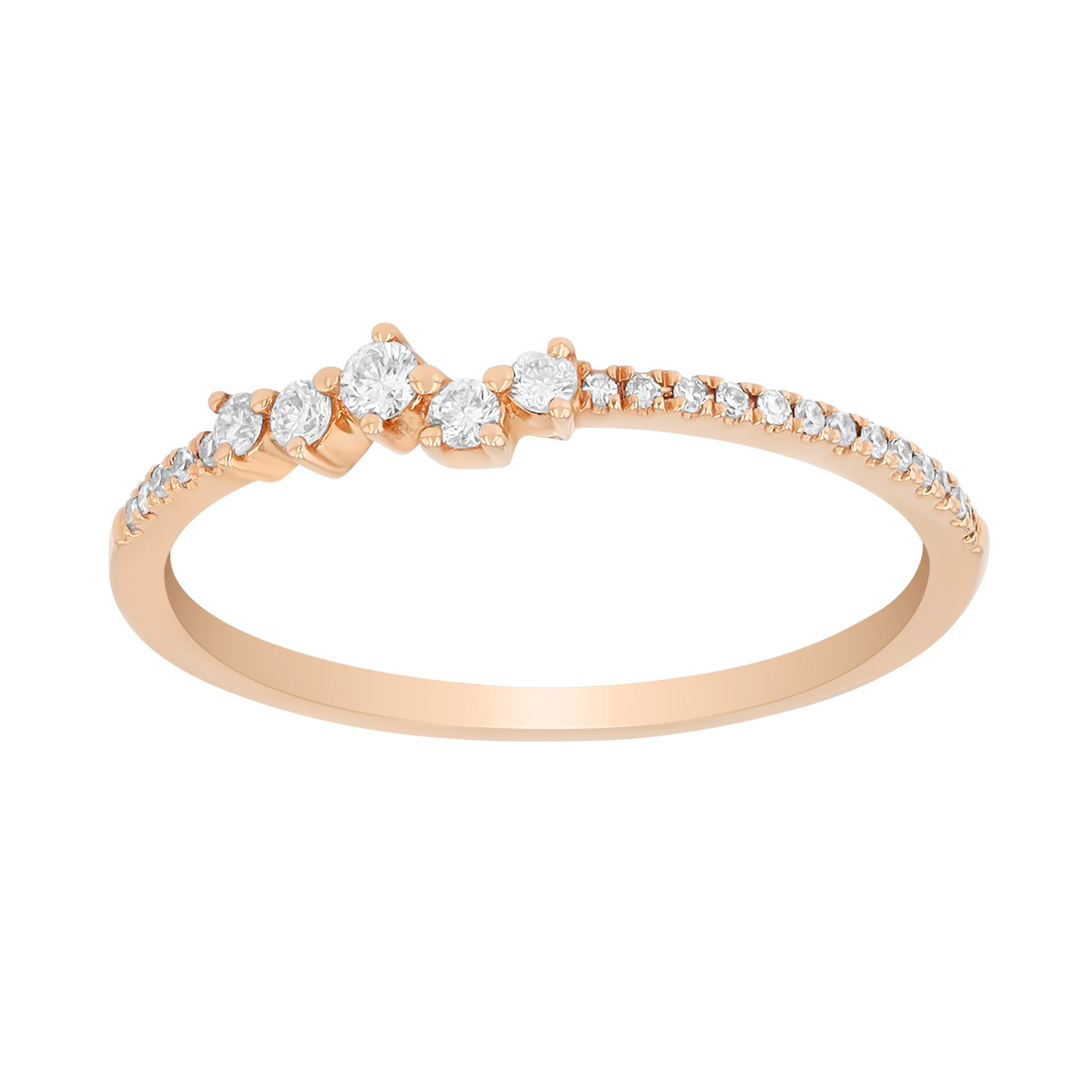 Diamond Offset Cluster Stacking Ring in Rose Gold