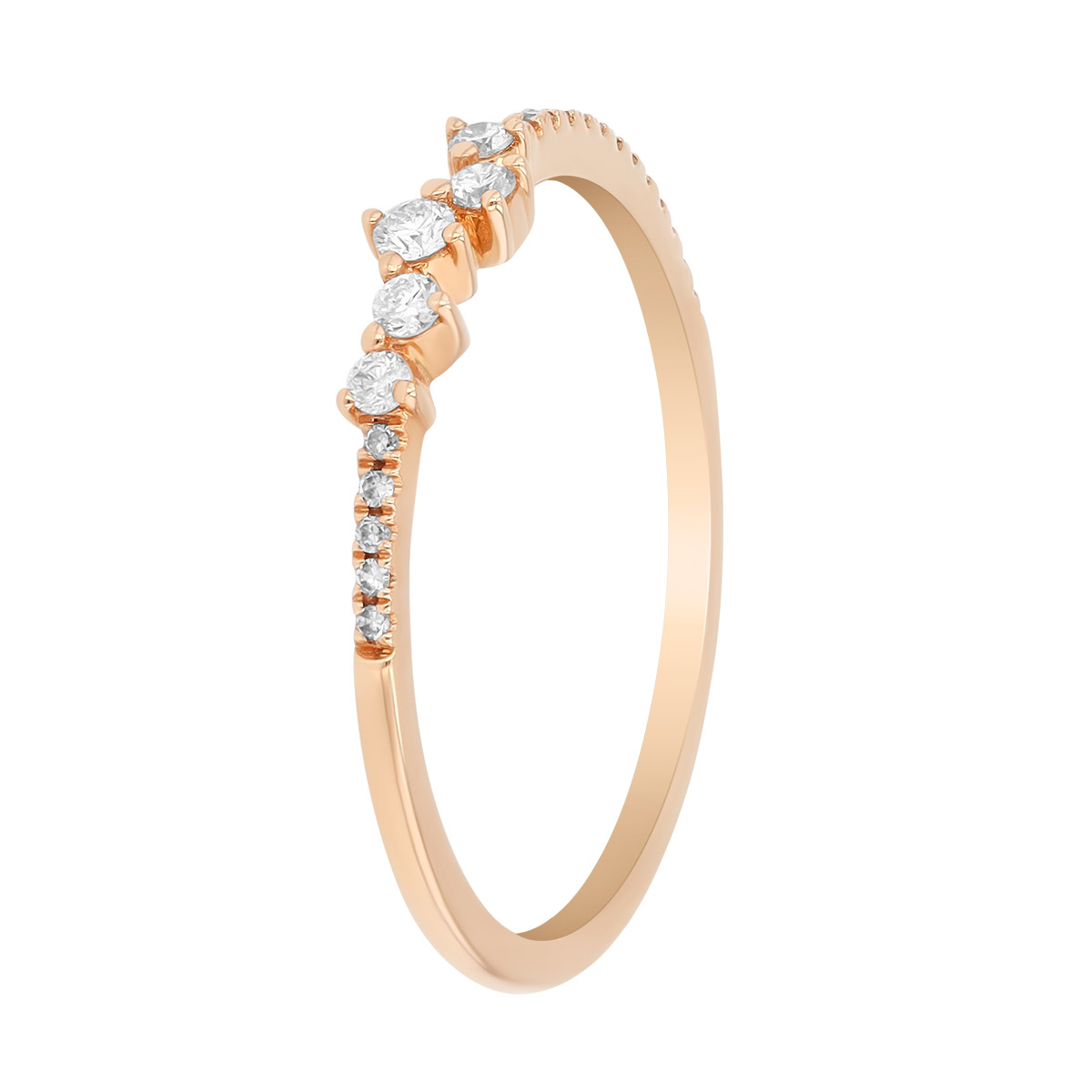 Diamond Offset Cluster Stacking Ring in Rose Gold