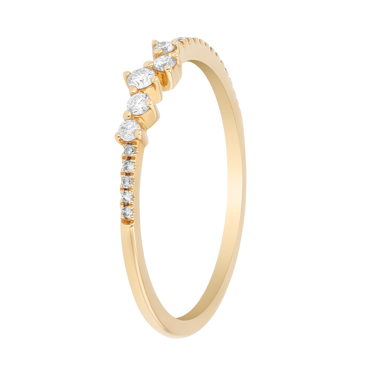 Diamond Offset Cluster Stacking Ring in Yellow Gold