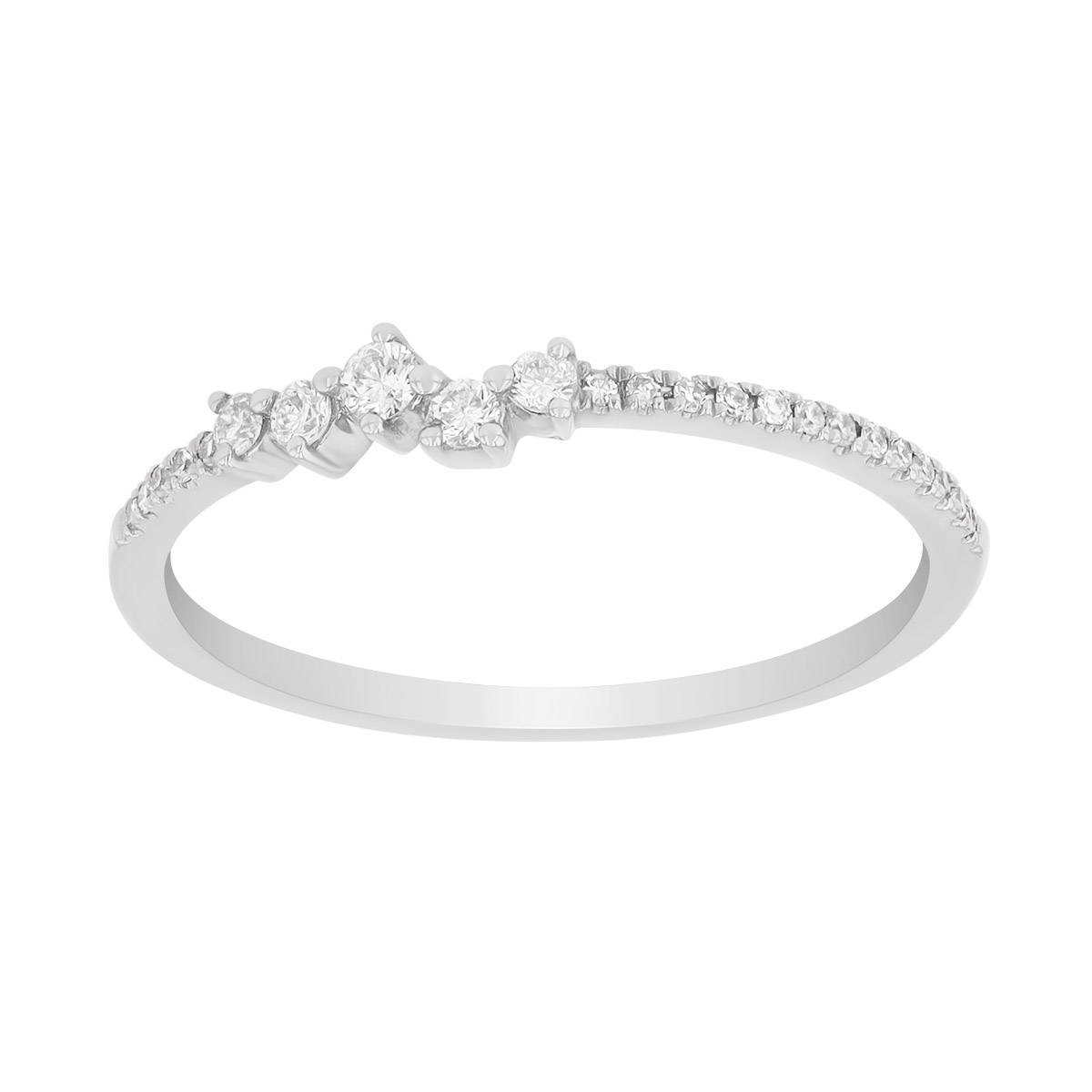 Diamond Offset Cluster Stacking Ring in White Gold