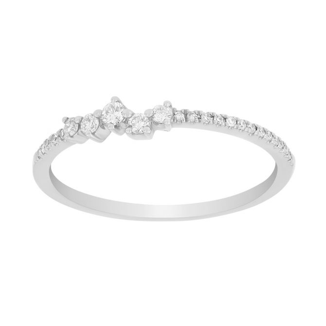 Diamond Offset Cluster Stacking Ring in White Gold