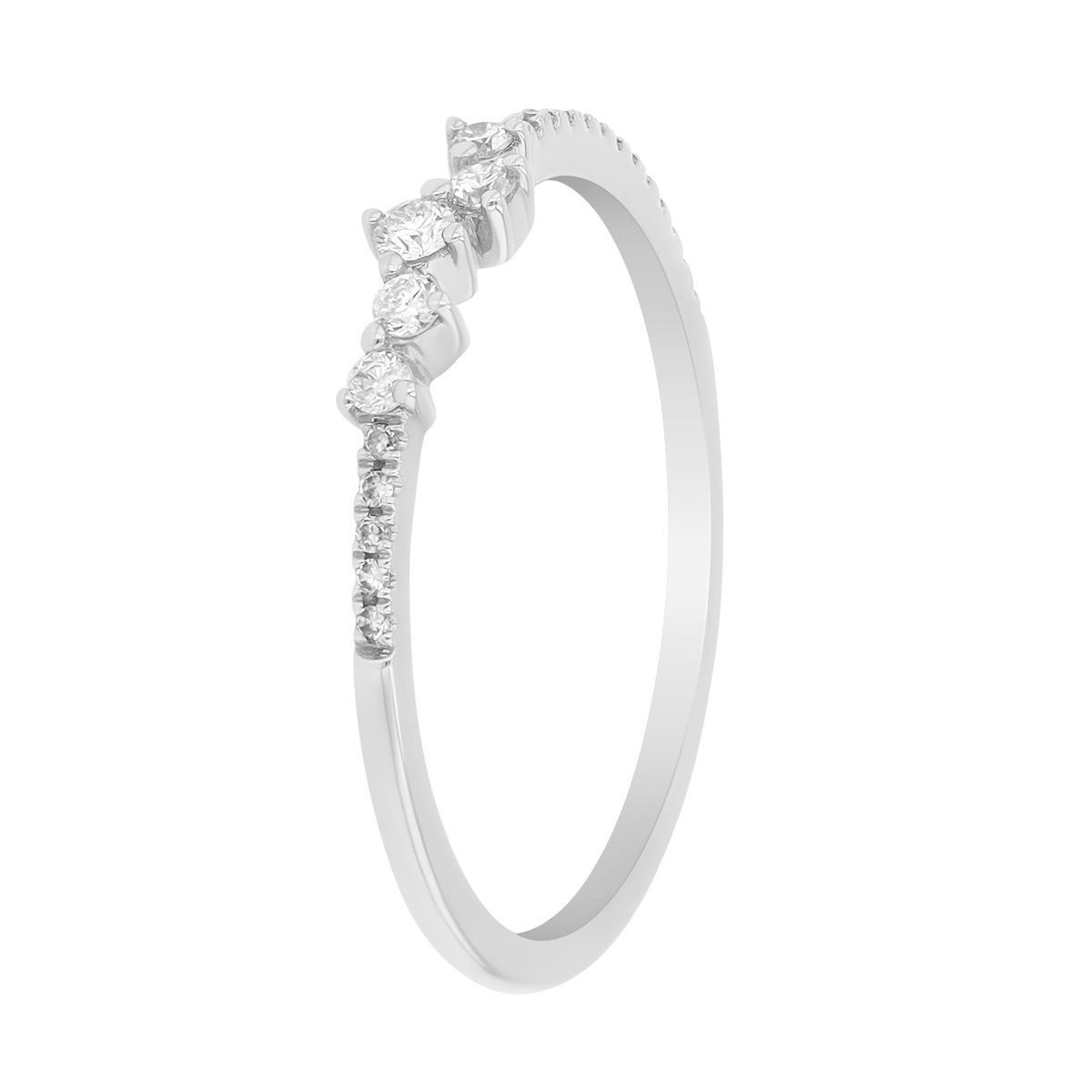 Diamond Offset Cluster Stacking Ring in White Gold