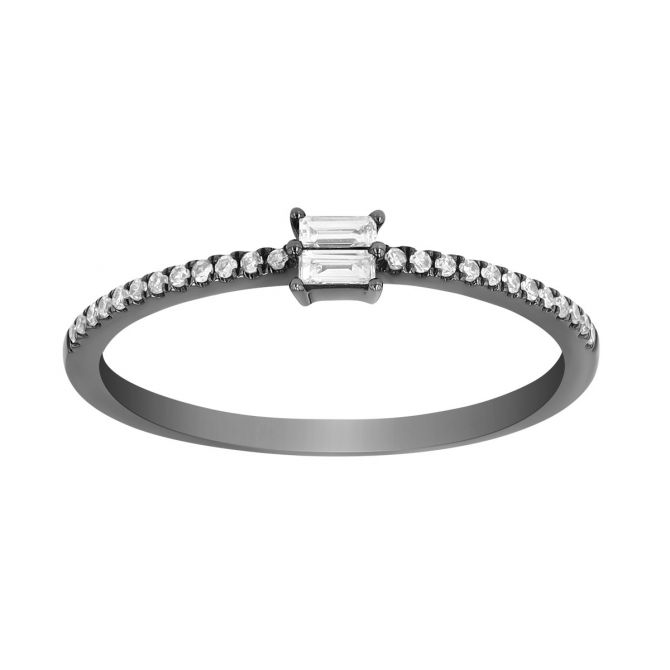 Mixed Shape Diamond Stacking Ring in Black Rhodium