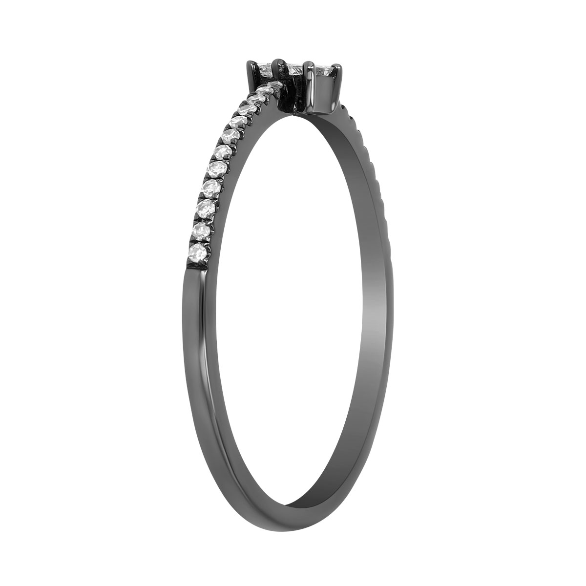 Mixed Shape Diamond Stacking Ring in Black Rhodium