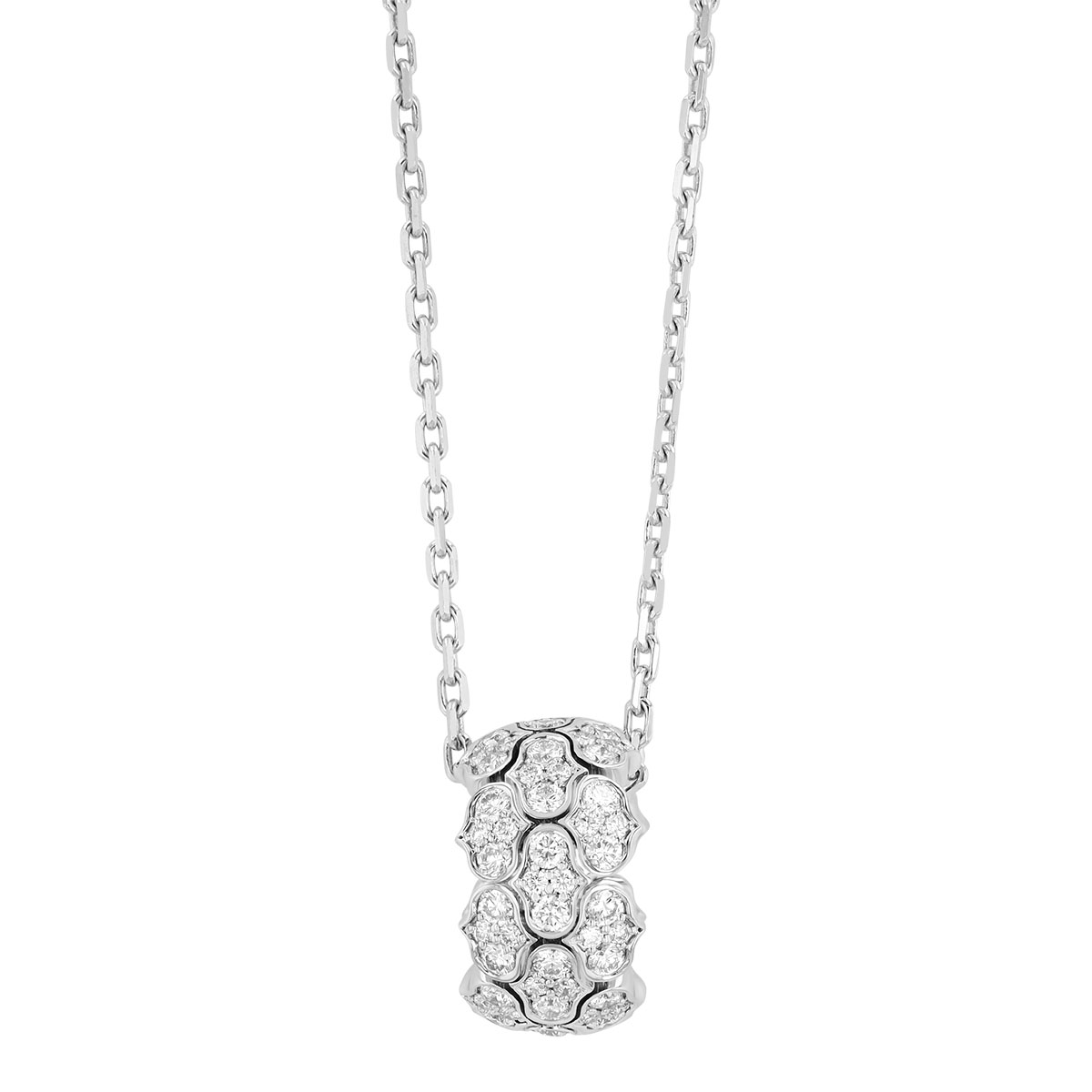 Roberto Coin Cobra Diamond Pavé Medium Rondel Pendant in White Gold