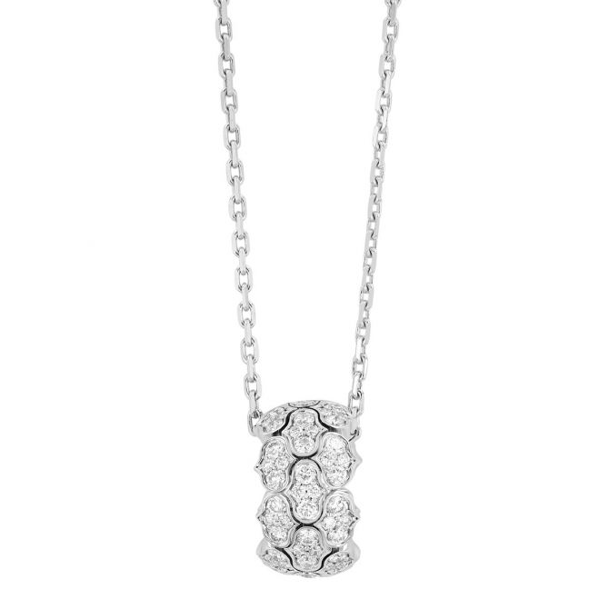 Roberto Coin Cobra Diamond Pavé Medium Rondel Pendant in White Gold