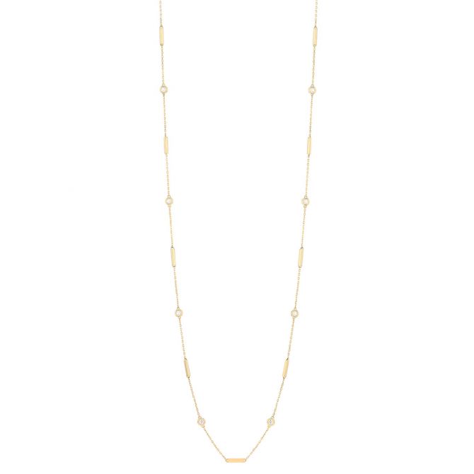 Roberto Coin Diamonds by the Inch Diamond & Bar Link Station Necklace in Yellow Gold, 36"