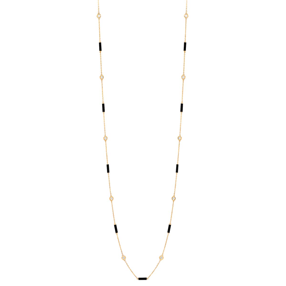 Roberto Coin Diamond & Black Enamel Station Necklace in Rose Gold, 36