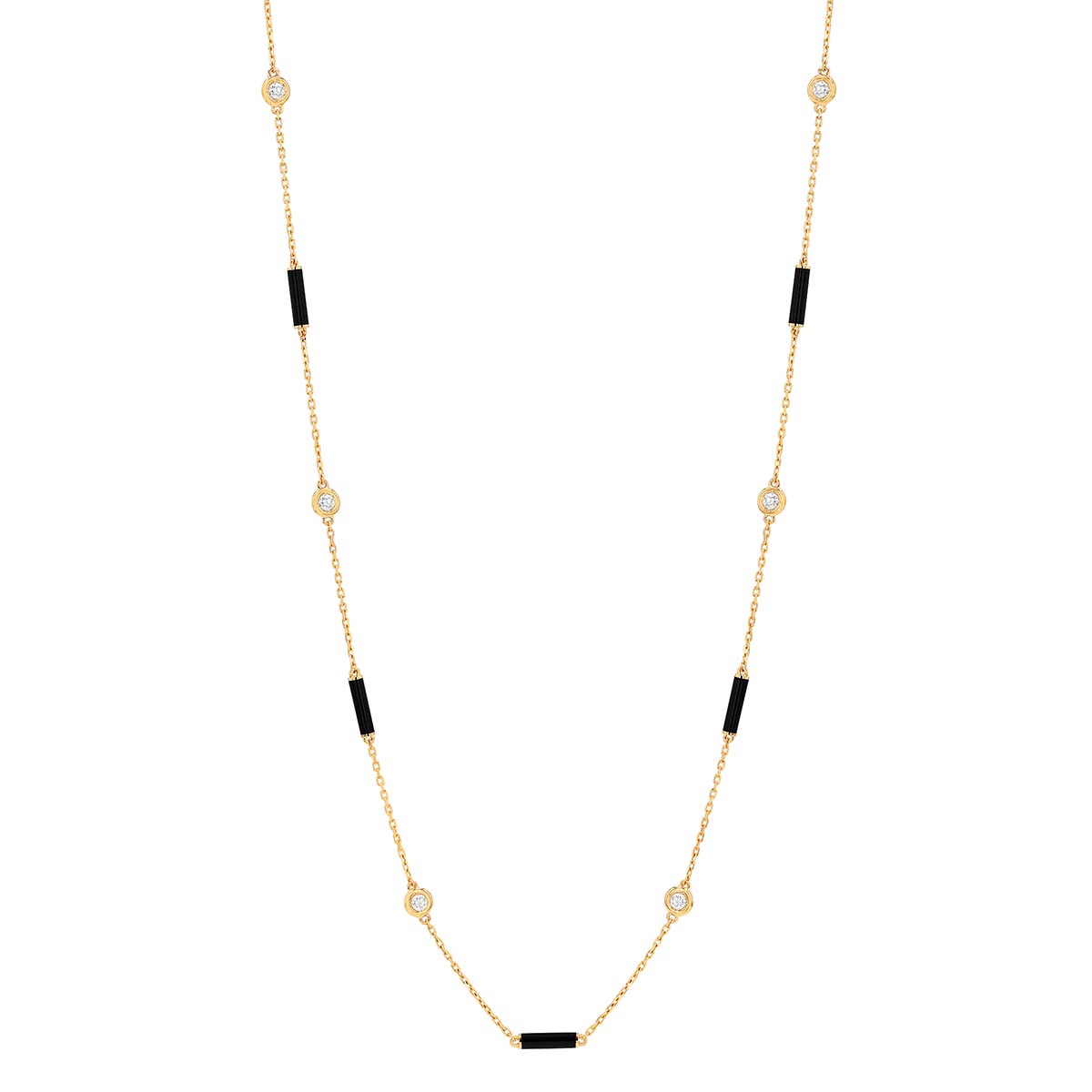 Roberto Coin Diamond & Black Enamel Station Necklace in Rose Gold, 36