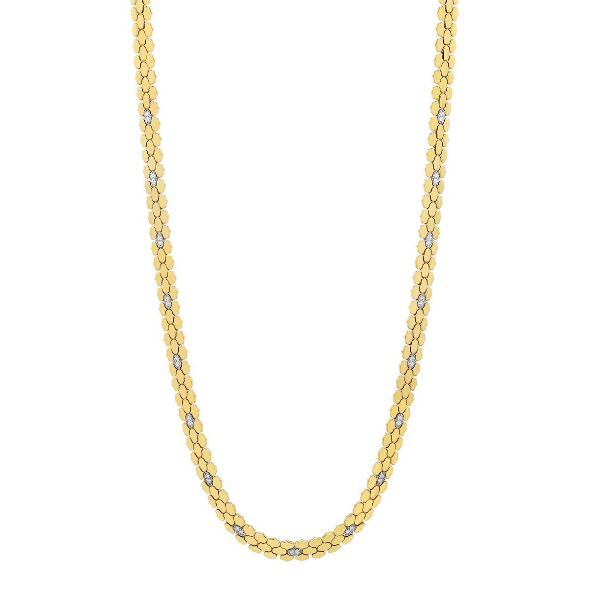Roberto Coin Cobra Diamond Cluster Station Necklace in Two Tone