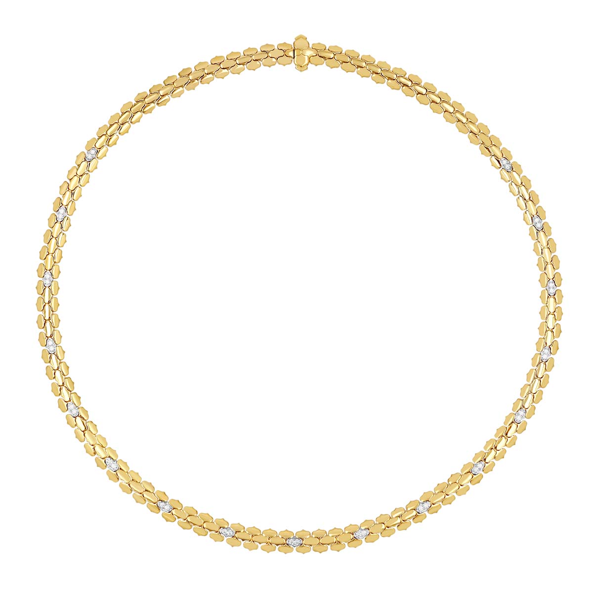 Roberto Coin Cobra Diamond Cluster Station Necklace in Two Tone