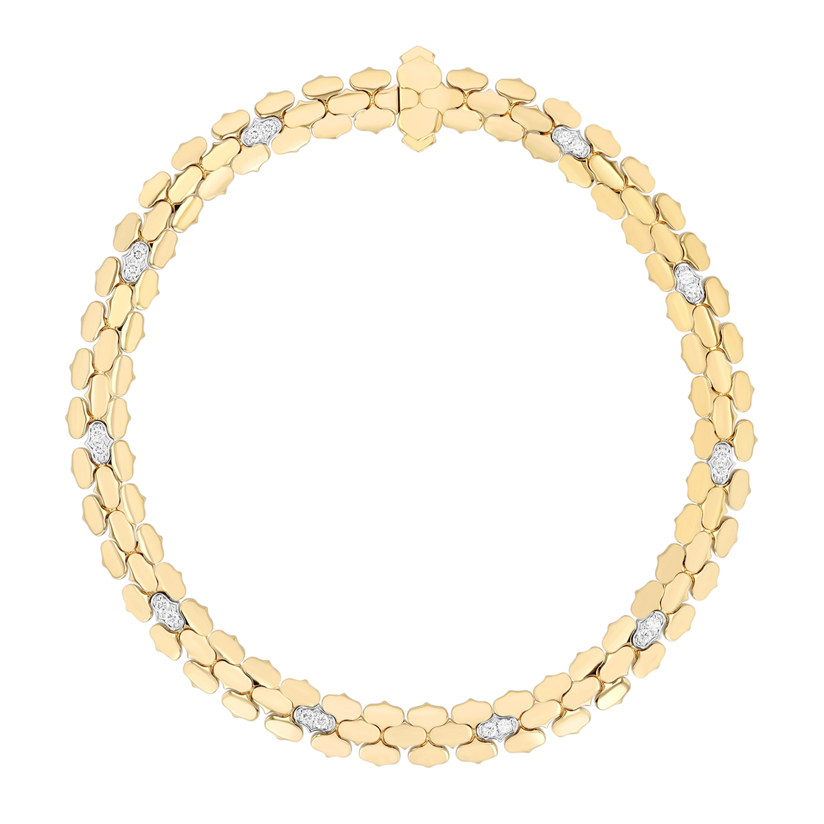 Roberto Coin Cobra Diamond Cluster Station Bracelet in Two Tone