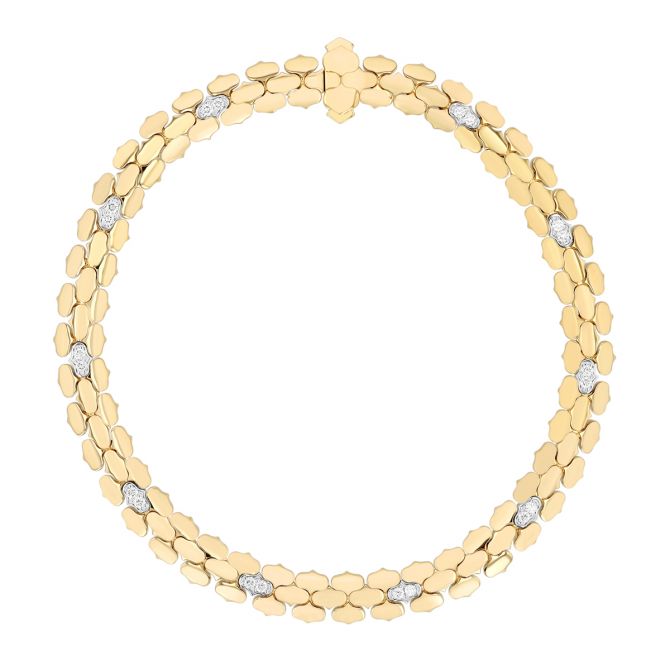 Roberto Coin Cobra Diamond Cluster Station Bracelet in Two Tone