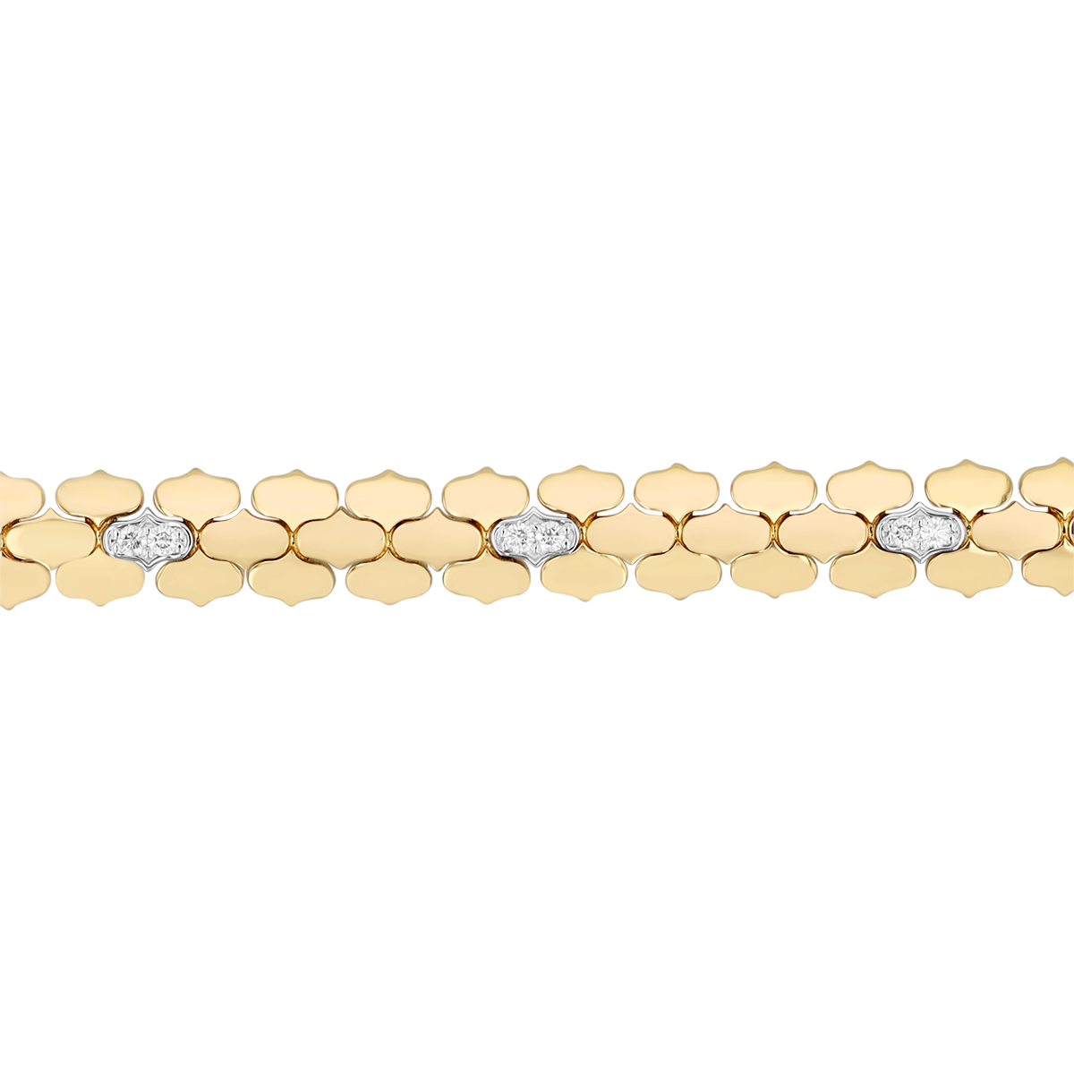 Roberto Coin Cobra Diamond Cluster Station Bracelet in Two Tone