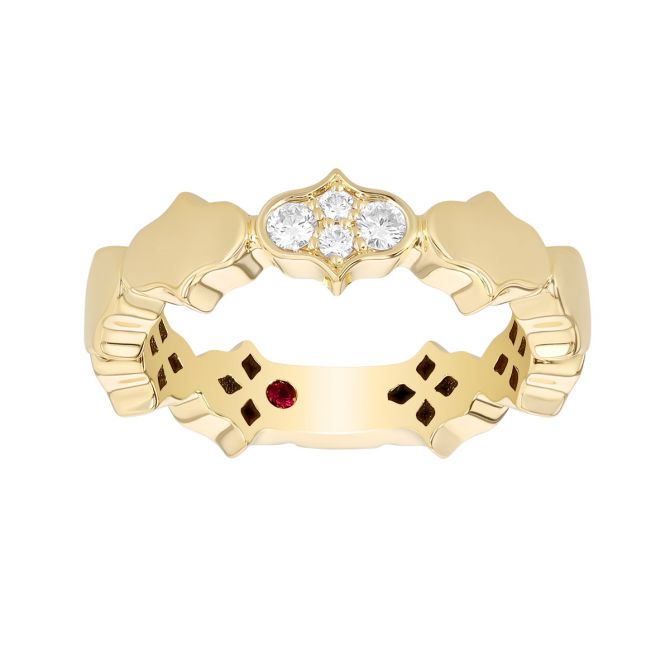 Roberto Coin Cobra Diamond Cluster Ring in Yellow Gold, Size 6.5