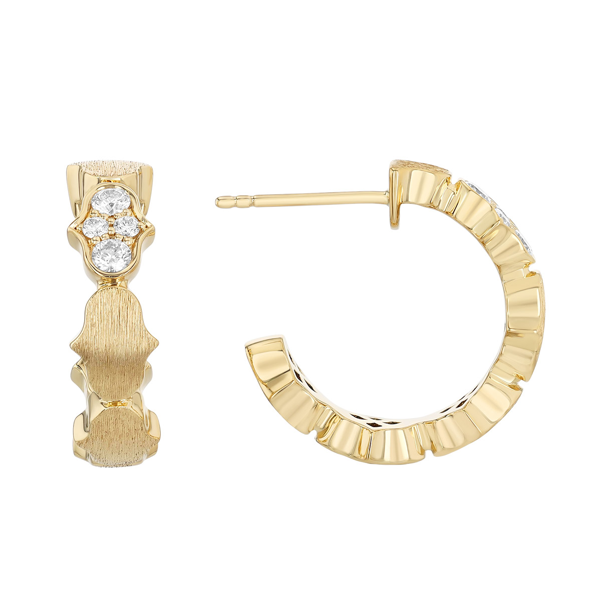 Roberto Coin Cobra Diamond Cluster Hoop Earrings in Yellow Gold