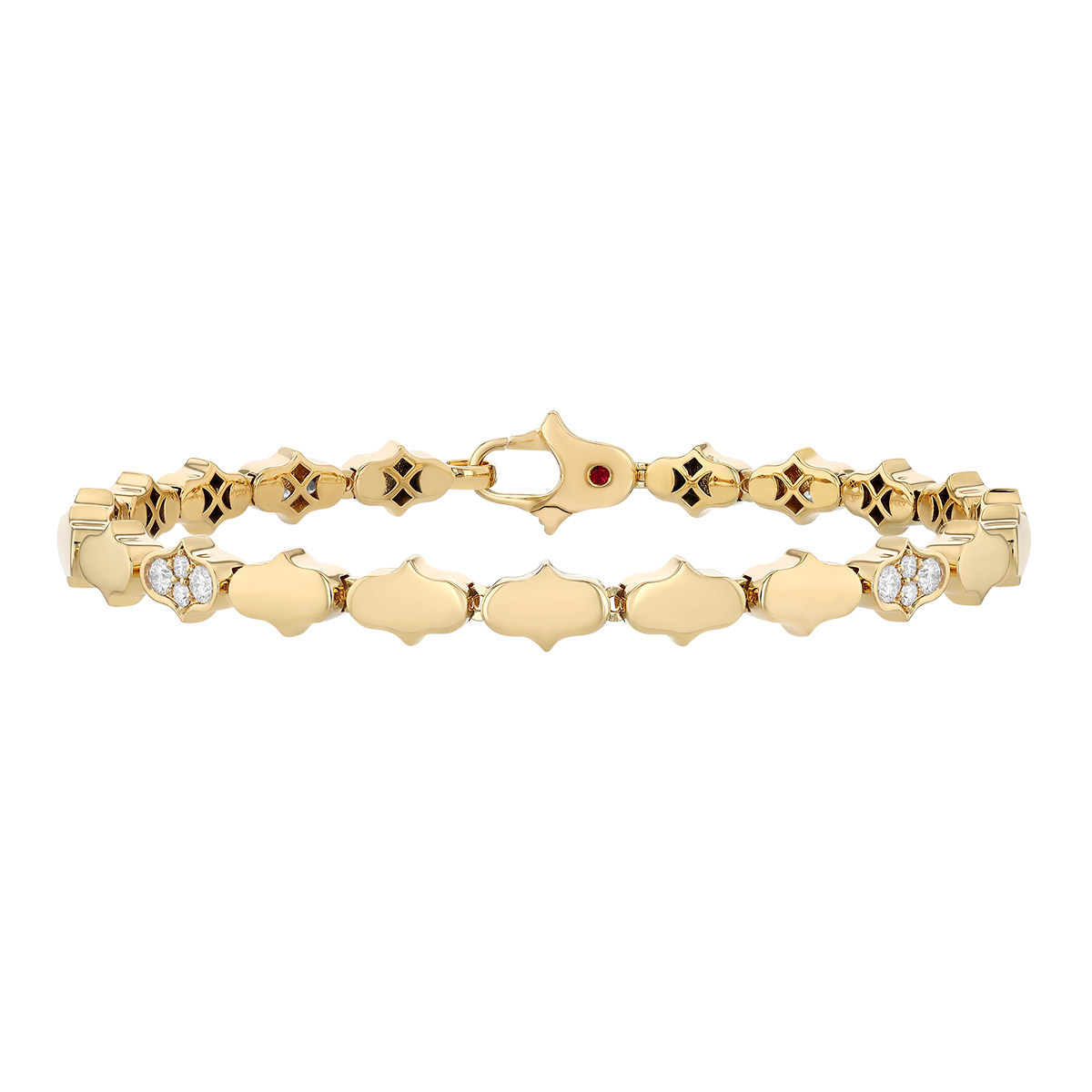Roberto Coin Cobra Diamond Cluster Bracelet in Yellow Gold, 7