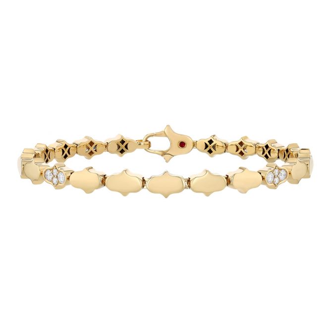 Roberto Coin Cobra Diamond Cluster Bracelet in Yellow Gold, 7"