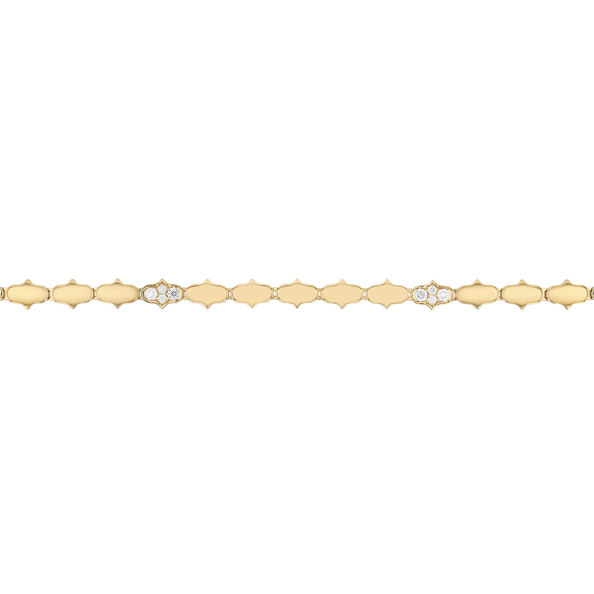Roberto Coin Cobra Diamond Cluster Bracelet in Yellow Gold, 7