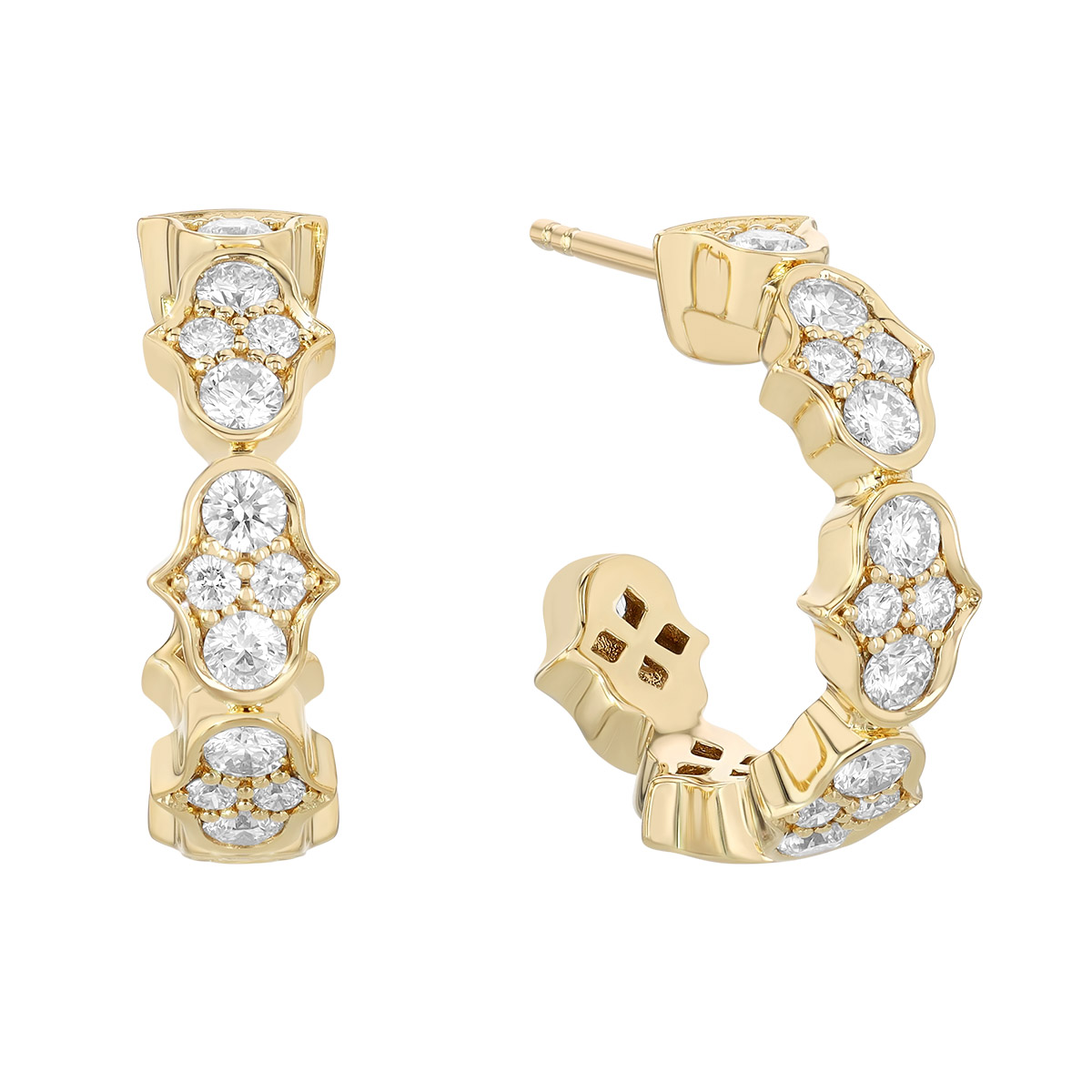 Roberto Coin Cobra Diamond Pavé Hoop Earrings in Yellow Gold