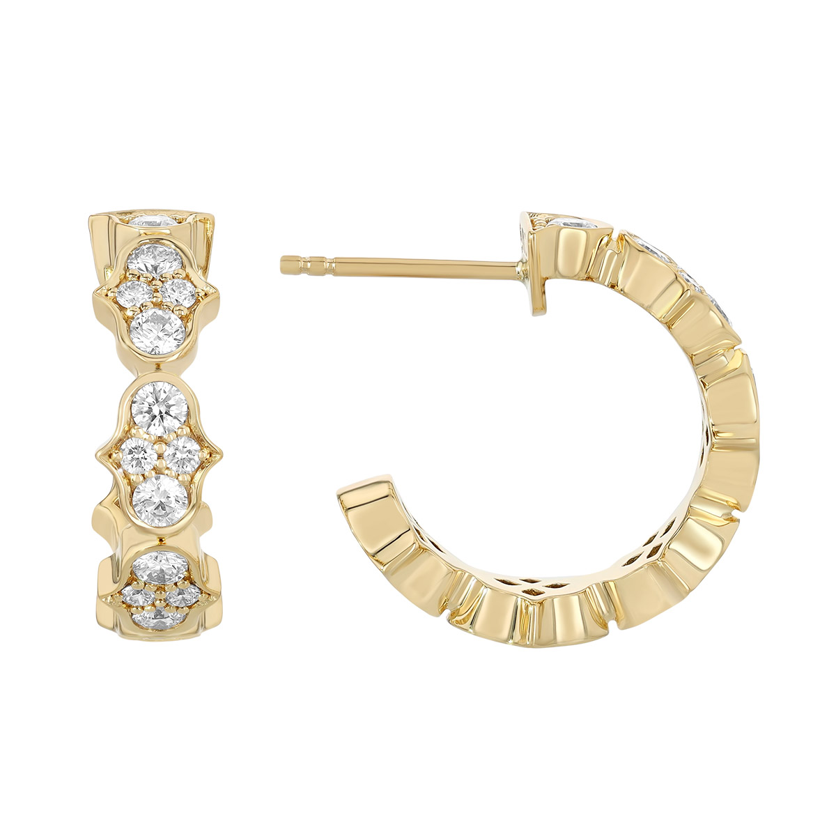 Roberto Coin Cobra Diamond Pavé Hoop Earrings in Yellow Gold