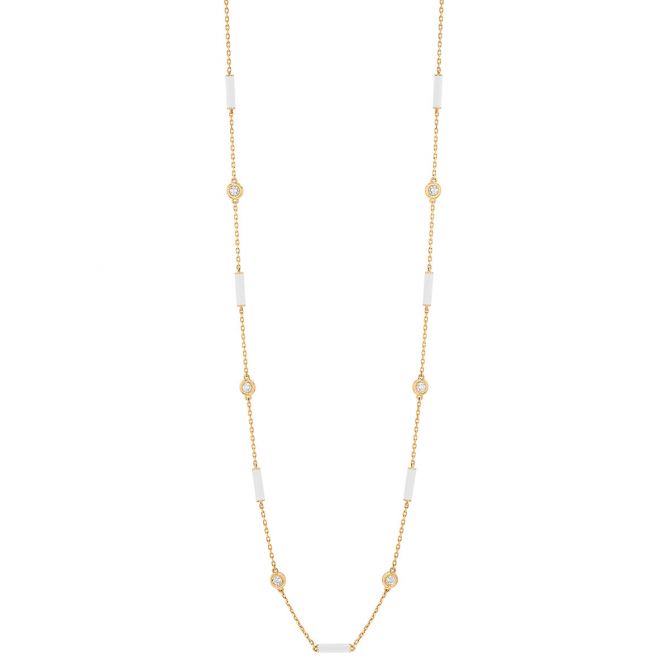 Roberto Coin Diamond & White Enamel Station Necklace in Rose Gold, 18"