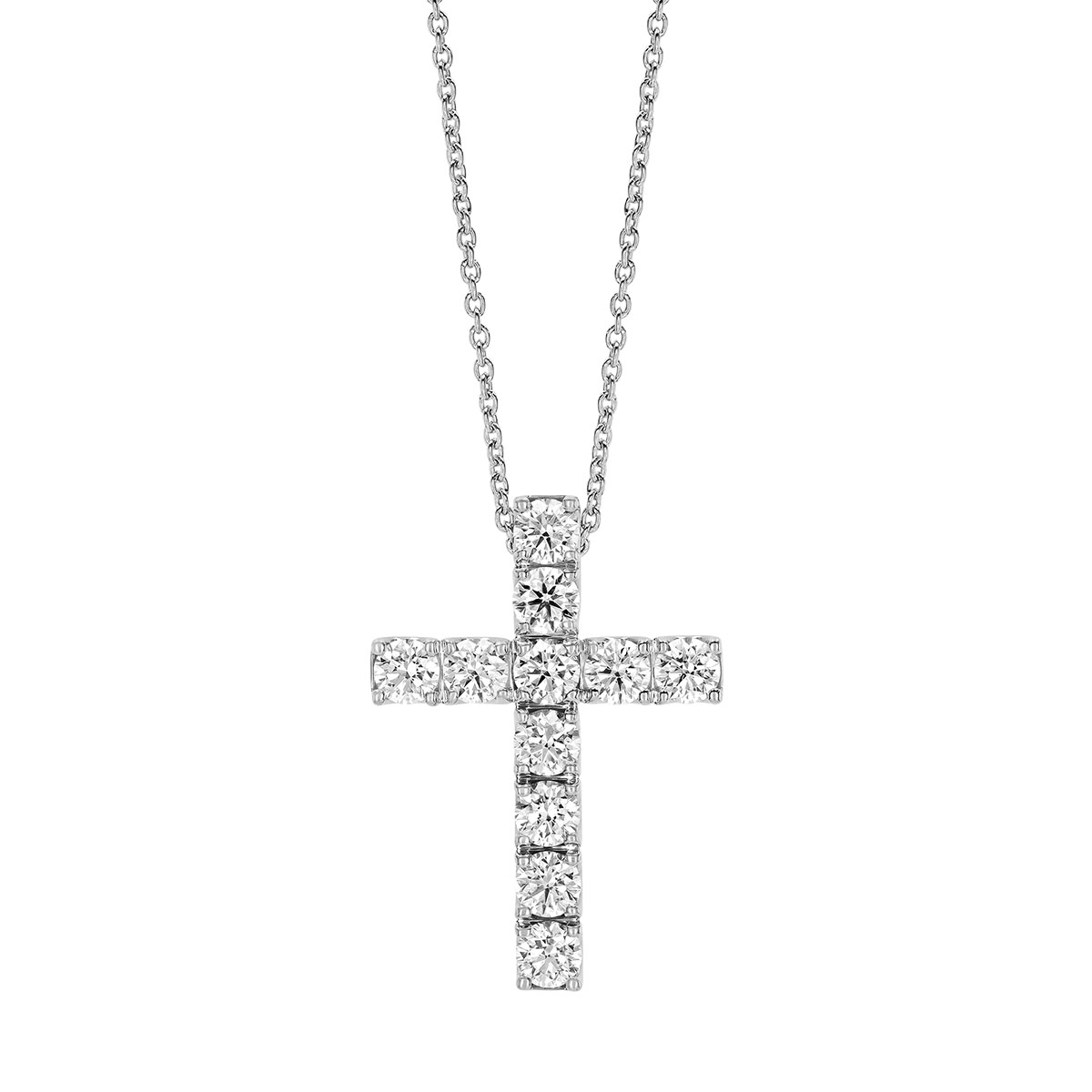 Roberto Coin Diamond Cross Pendant in White Gold, 17