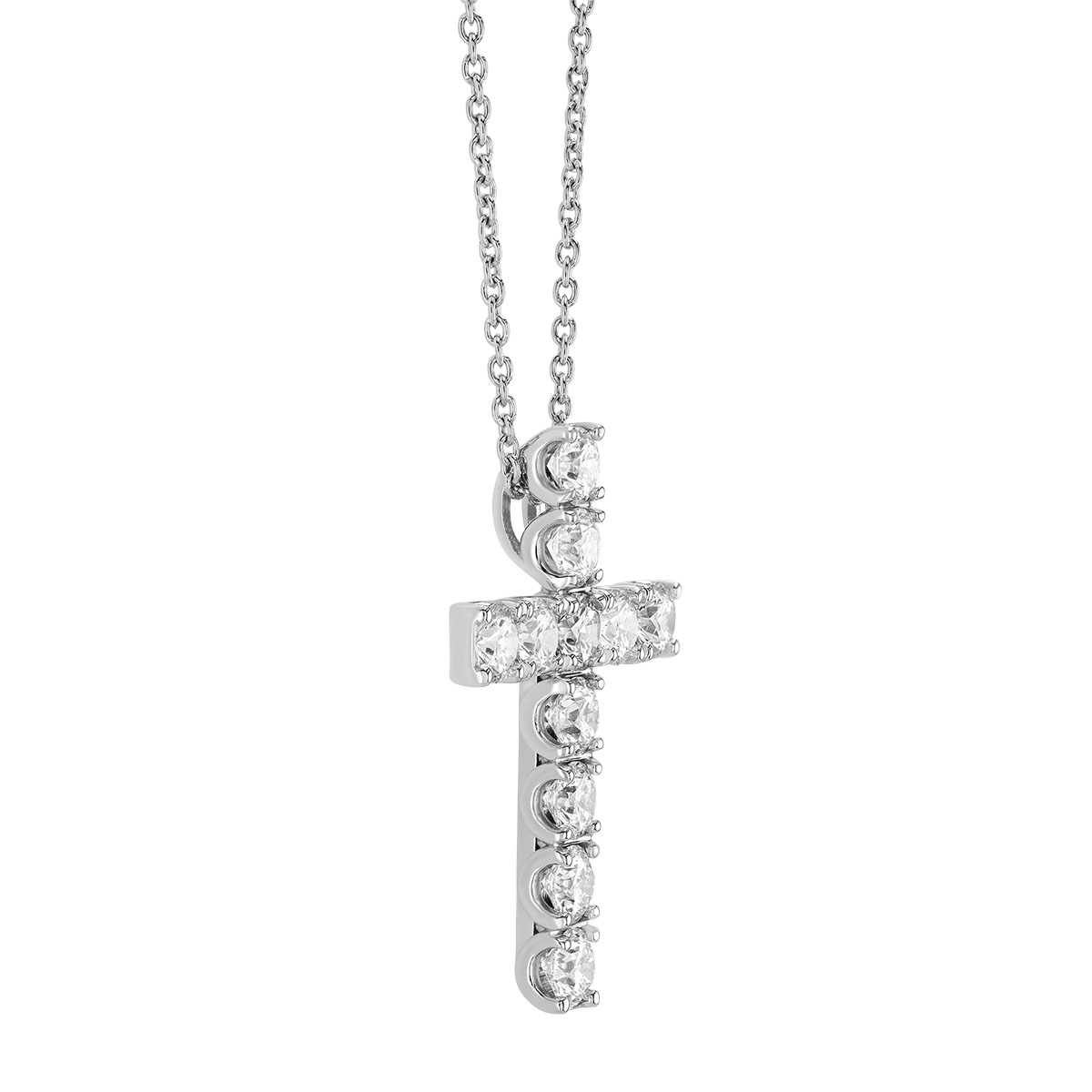 Roberto Coin Diamond Cross Pendant in White Gold, 17