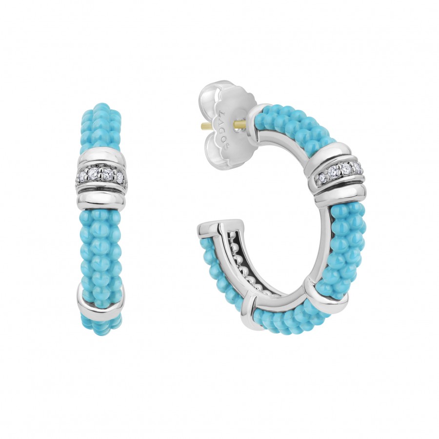 LAGOS Blue Caviar Diamond Hoop Earrings