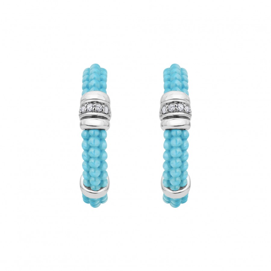 LAGOS Blue Caviar Diamond Hoop Earrings