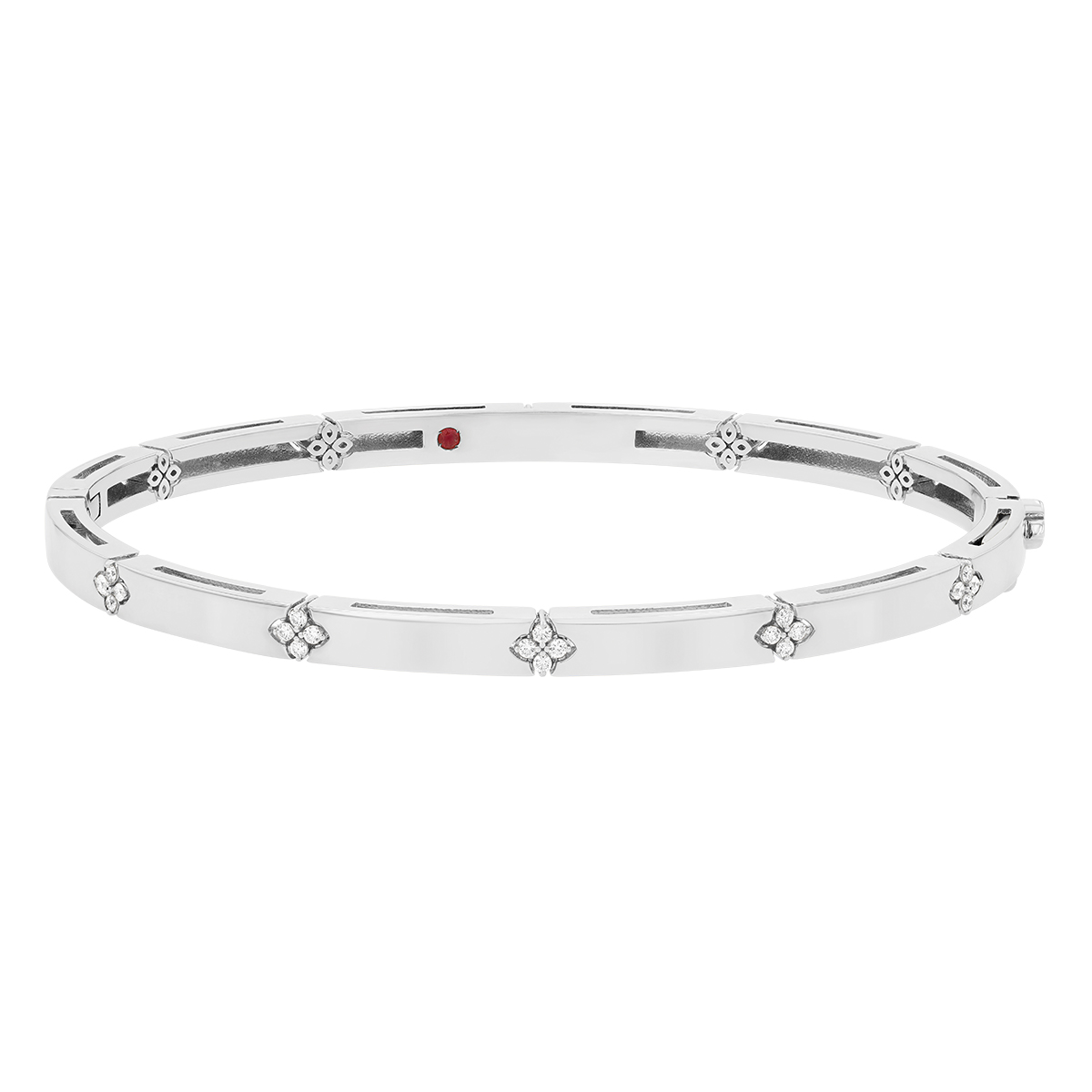 Roberto Coin Love in Verona Diamond Flower Station Bangle Bracelet in White Gold