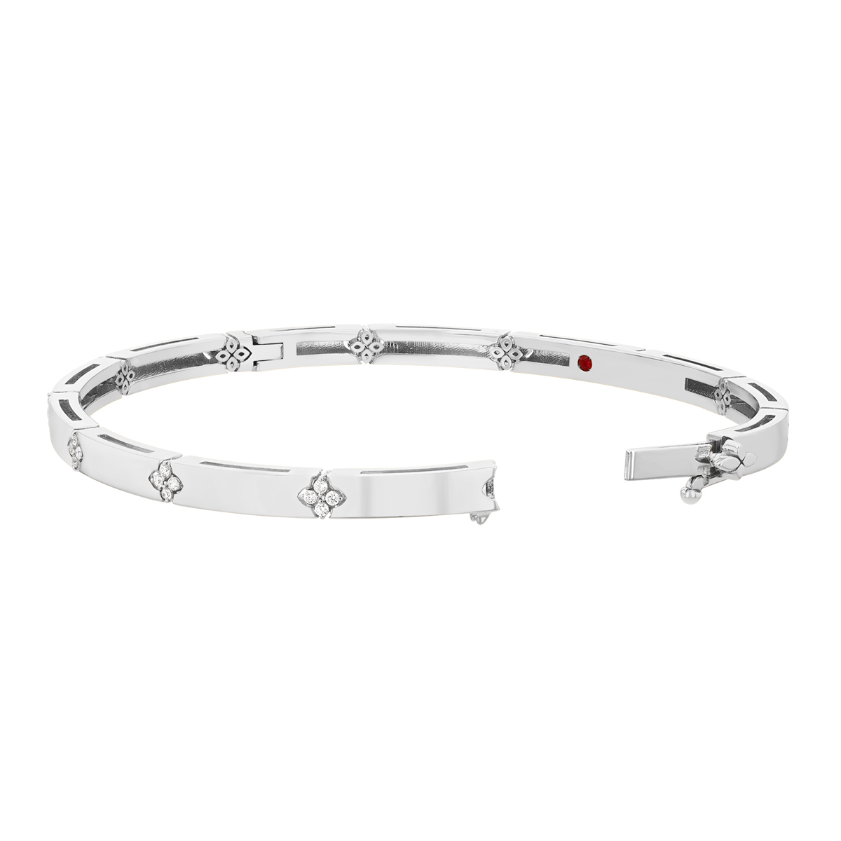 Roberto Coin Love in Verona Diamond Flower Station Bangle Bracelet in White Gold