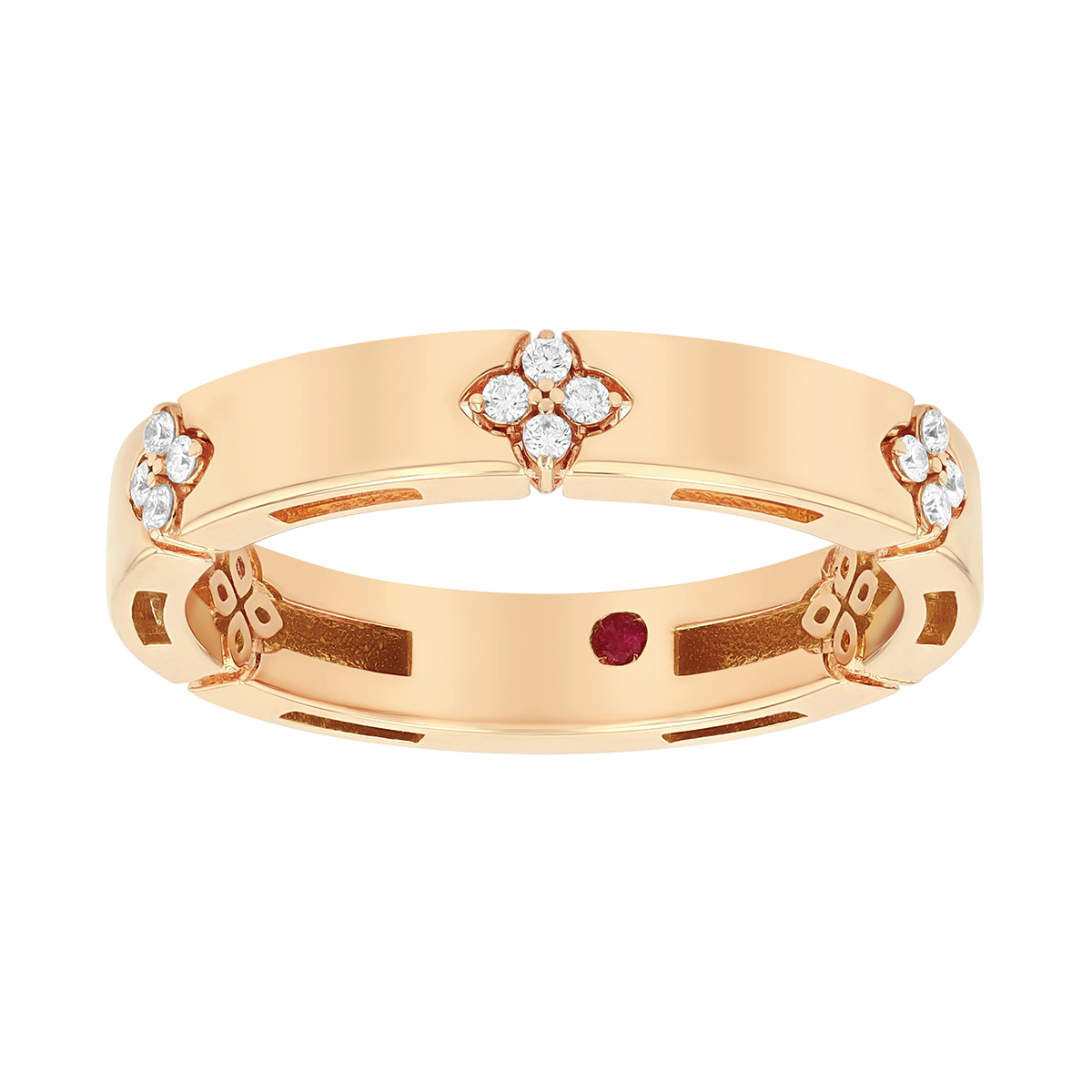 Roberto Coin Love in Verona Diamond Flower Station Ring in Rose Gold, Size 6.5