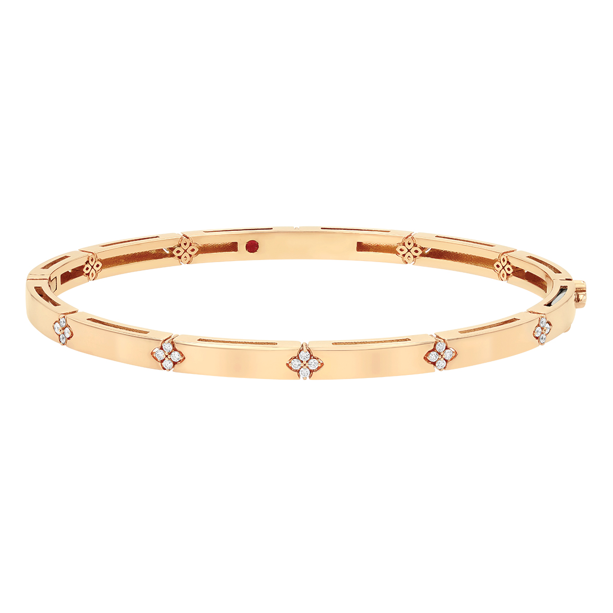 Roberto Coin Love in Verona Diamond Flower Station Bangle Bracelet in Rose Gold