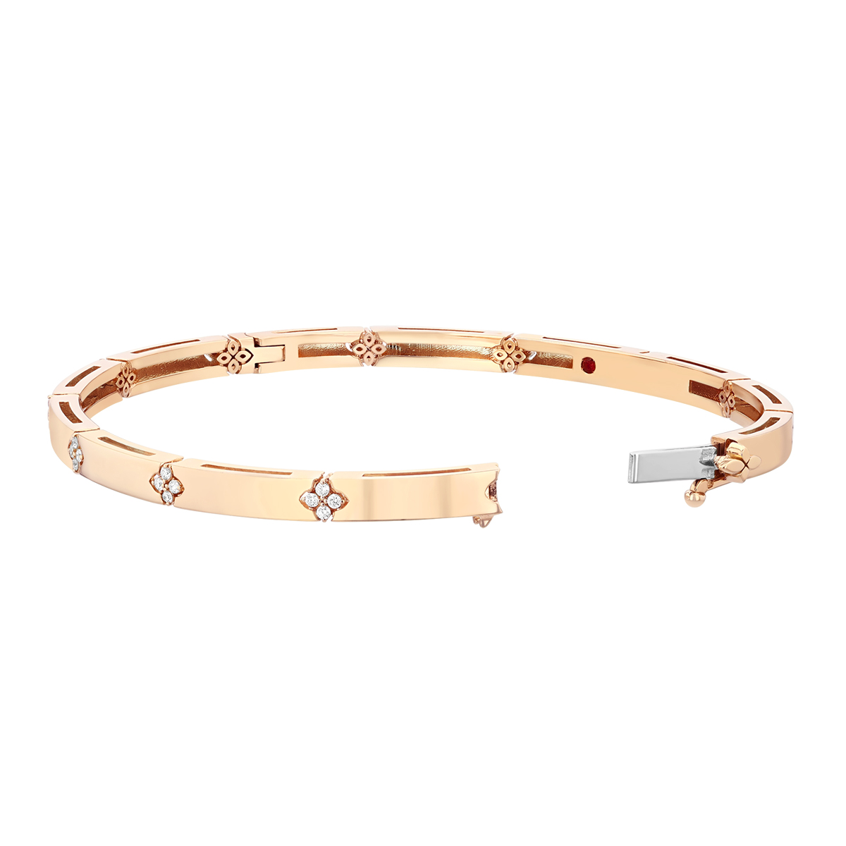 Roberto Coin Love in Verona Diamond Flower Station Bangle Bracelet in Rose Gold