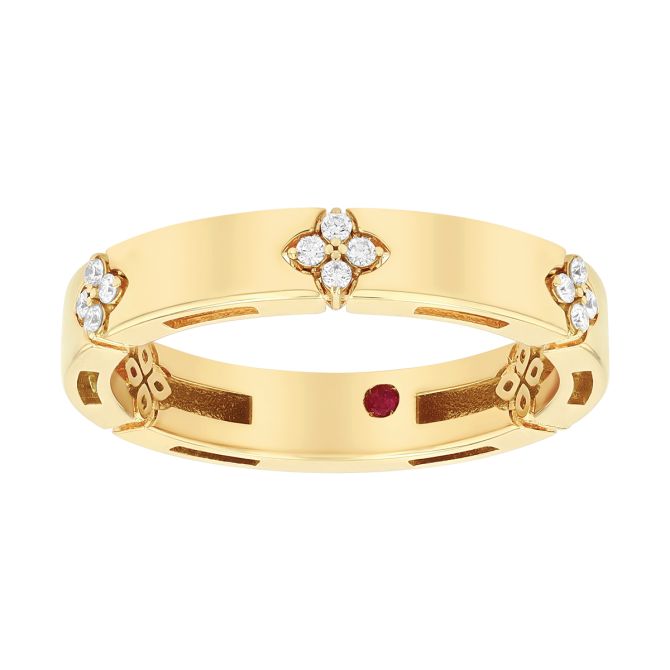 Roberto Coin Love in Verona Diamond Flower Station Ring in Yellow Gold, Size 6.5