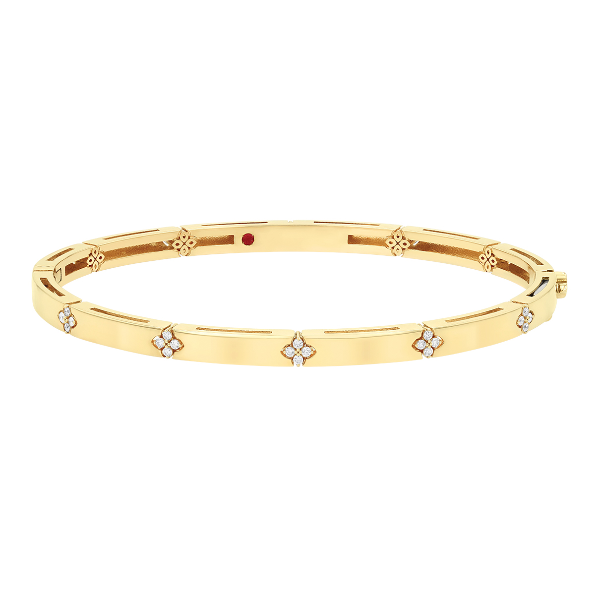 Roberto Coin Love in Verona Diamond Flower Station Bangle Bracelet in Yellow Gold