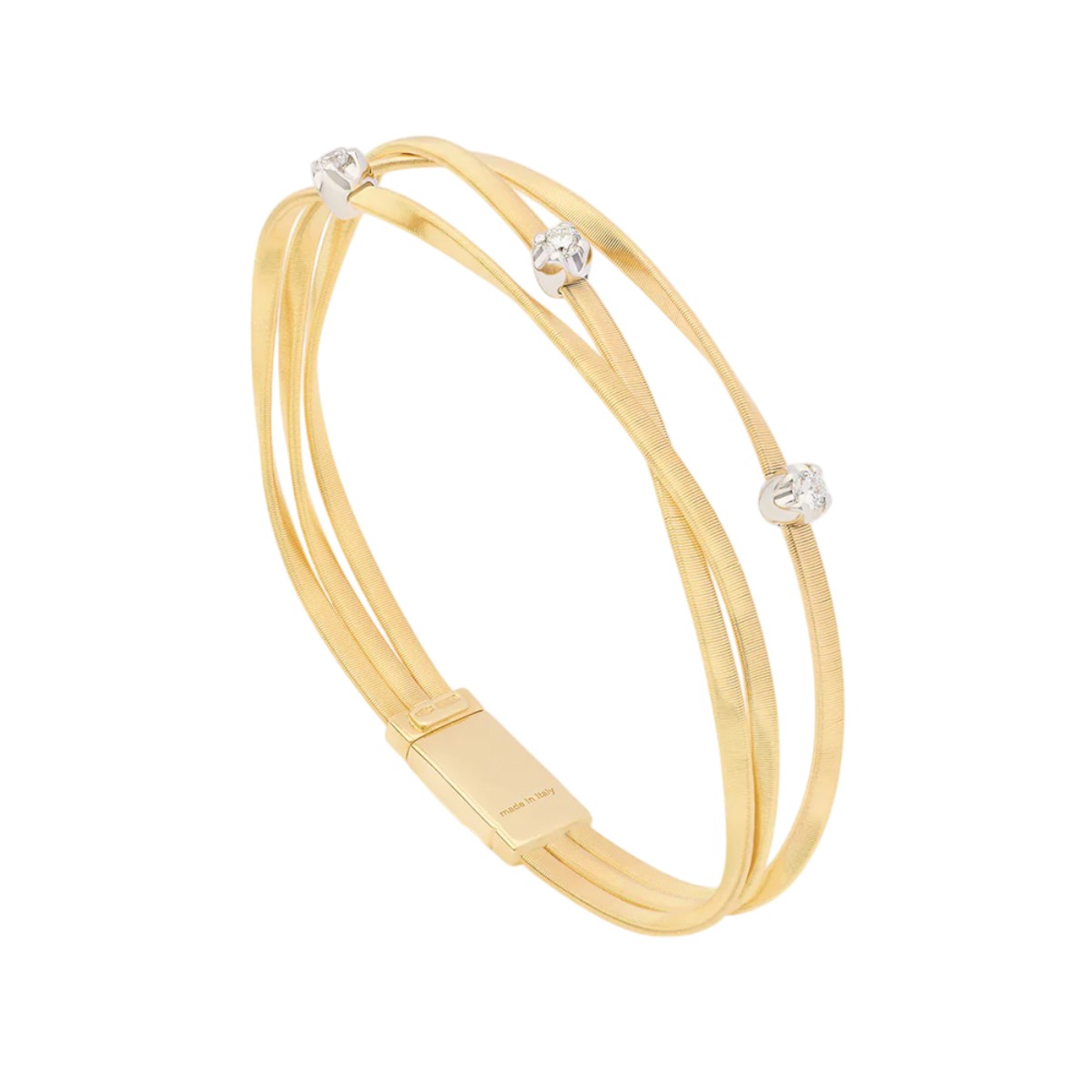Marco Bicego Marrakech Diamond 3 Station Coil Bracelet in Two Tone