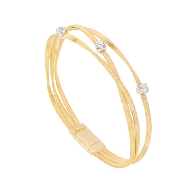 Marco Bicego Marrakech Diamond Station Three Strand Coil Bracelet in Two Tone, 7"